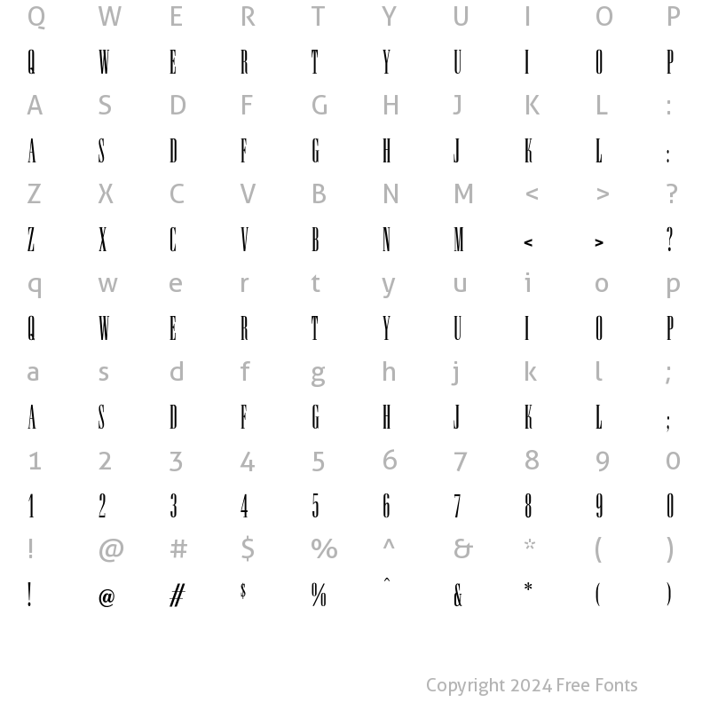 Character Map of OPTISpire Regular