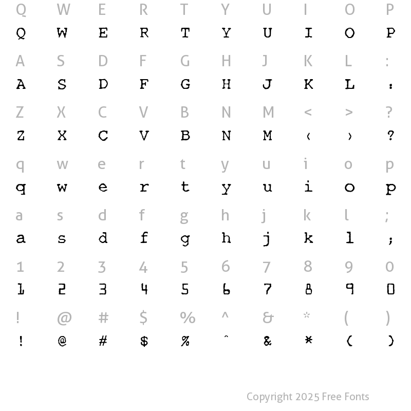 Character Map of OPTITypewriter Regular