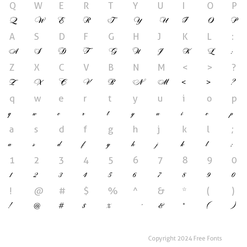 Character Map of OPTIZither Regular