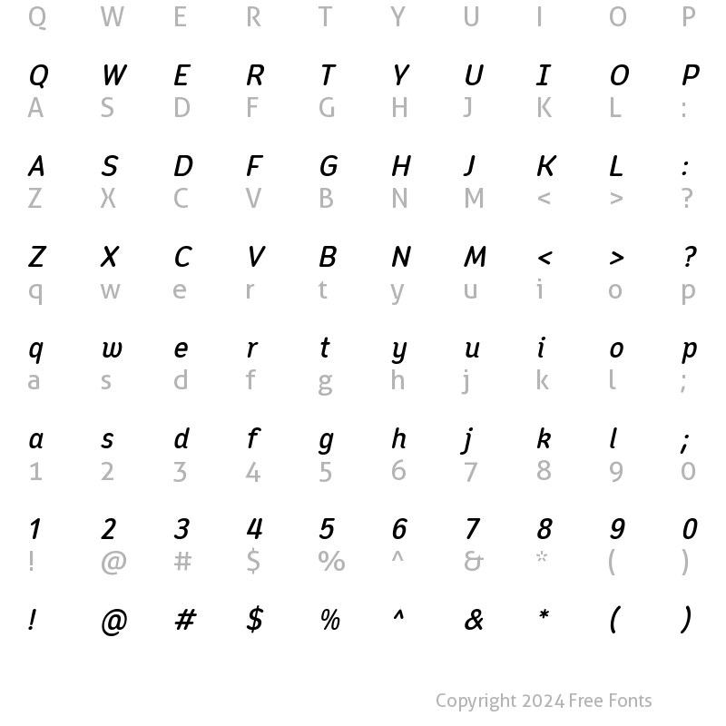 Character Map of Opun Mai Medium SemiCondensed Italic