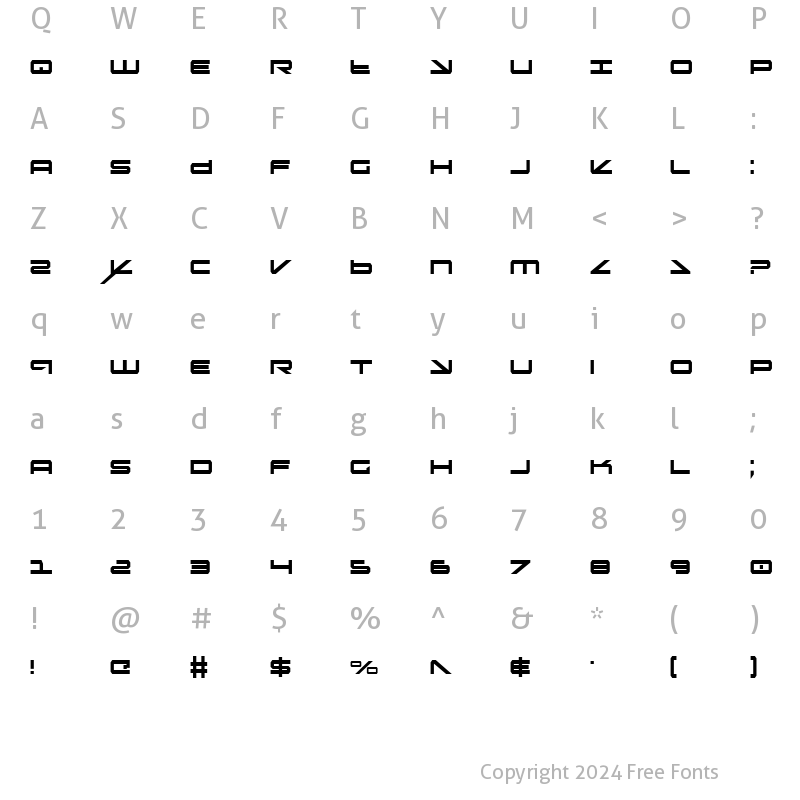 Character Map of Oramac Condensed Condensed