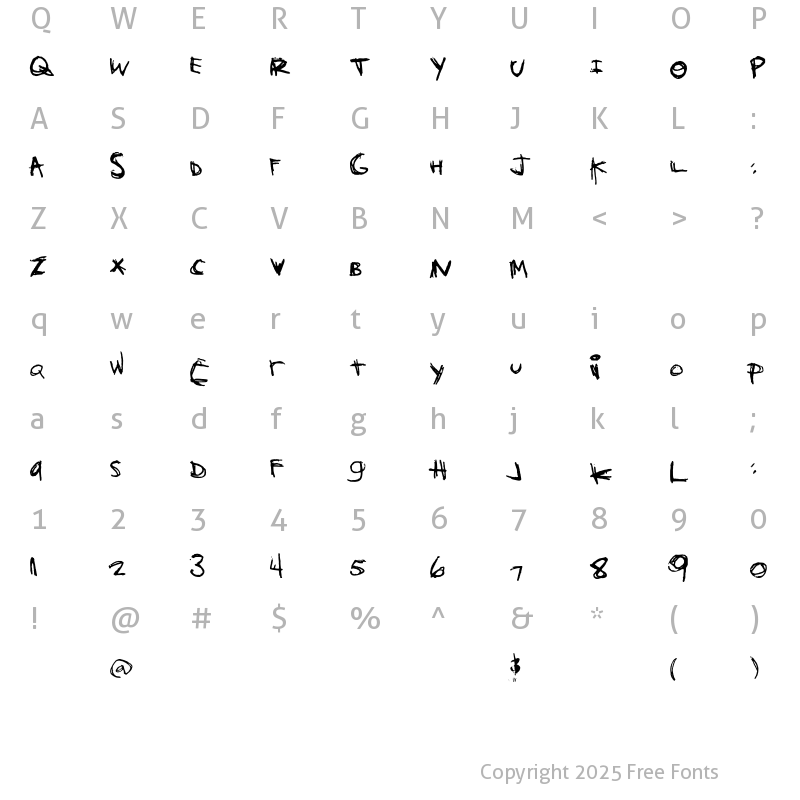 Character Map of Orange Book Regular