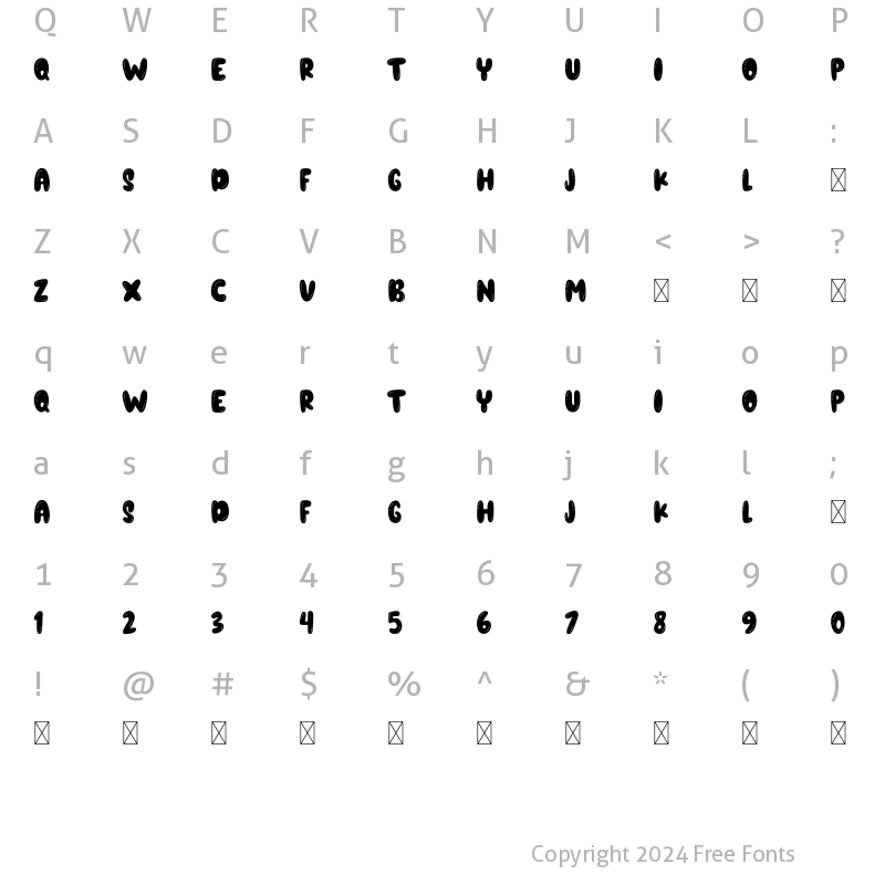 Character Map of Orange Juice Bold