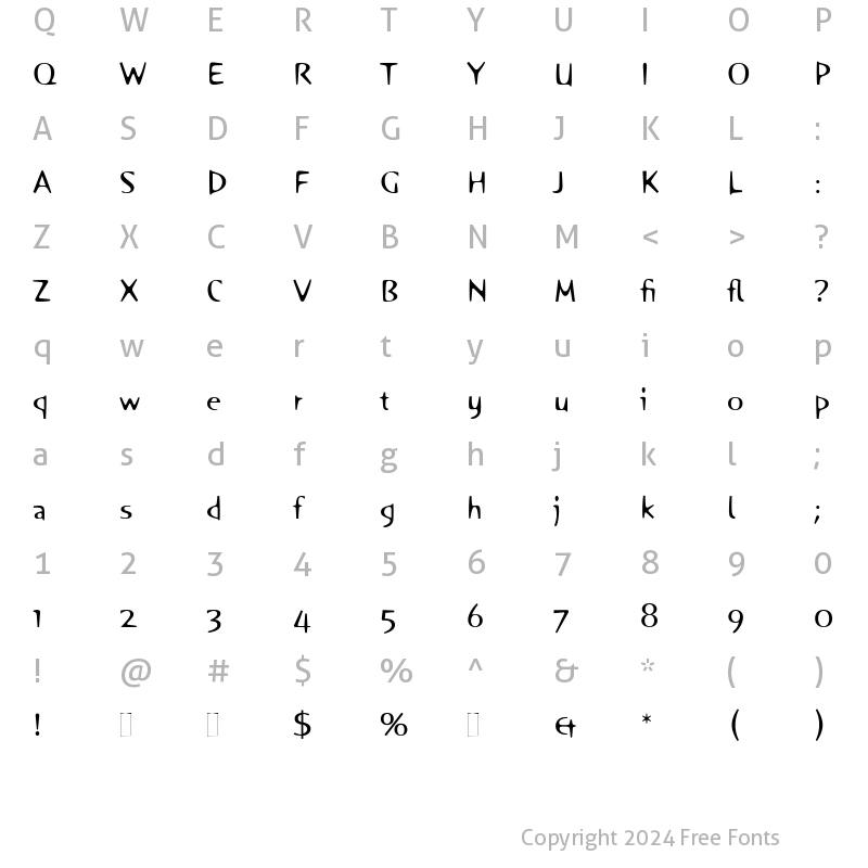 Character Map of Orange LT Regular