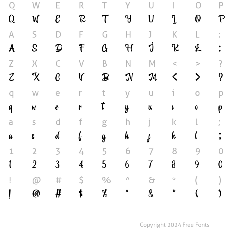 Character Map of Orange Melon Regular