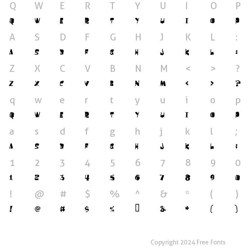 Character Map of Orangutan Regular