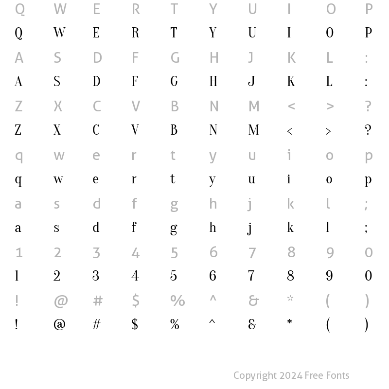 Character Map of Oranienbaum Regular