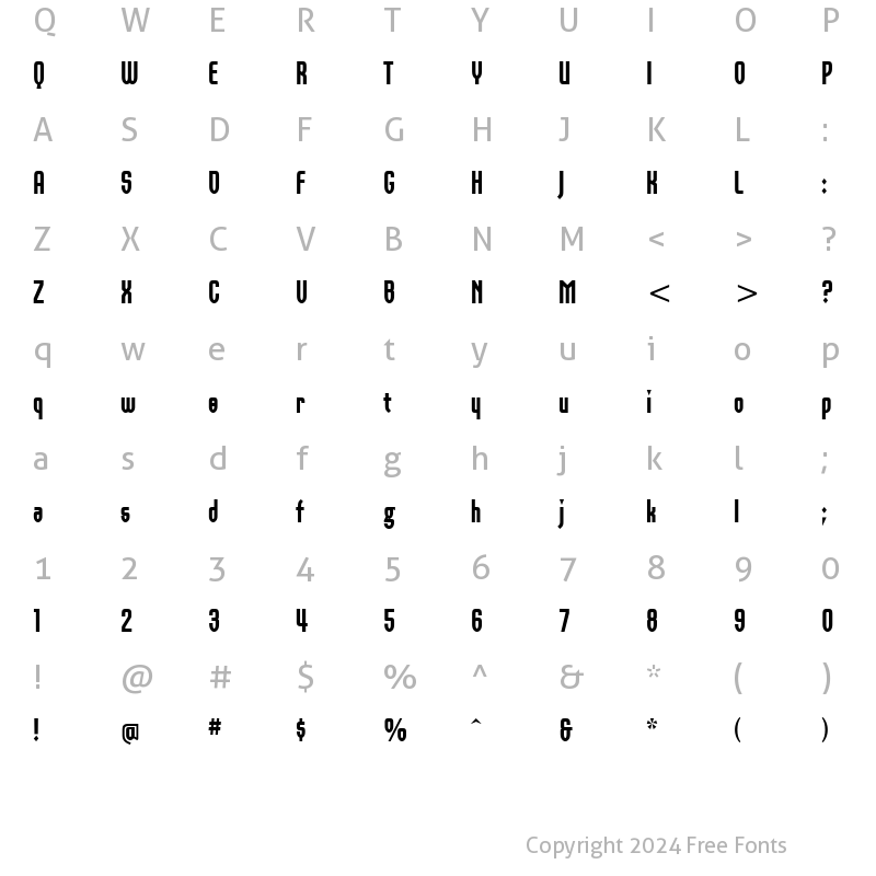 Character Map of Orbon Black ITC TT Regular