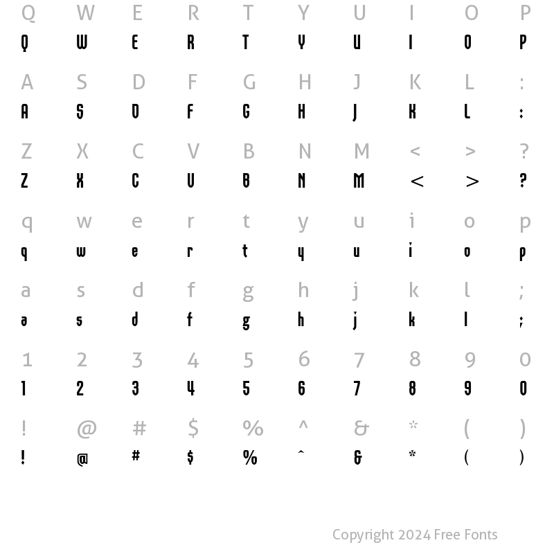 Character Map of Orbon ITC Std Black