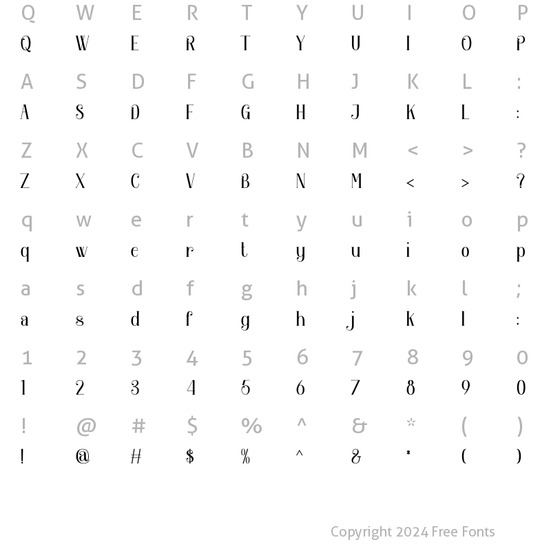 Character Map of Orchard Song Regular