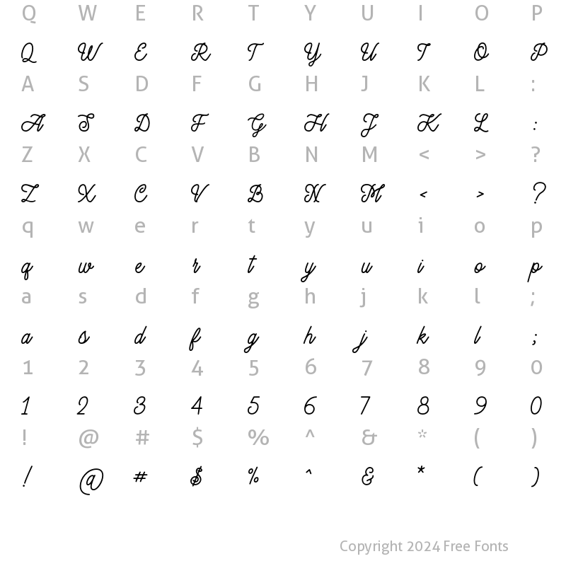 Character Map of Orchestra Script Regular