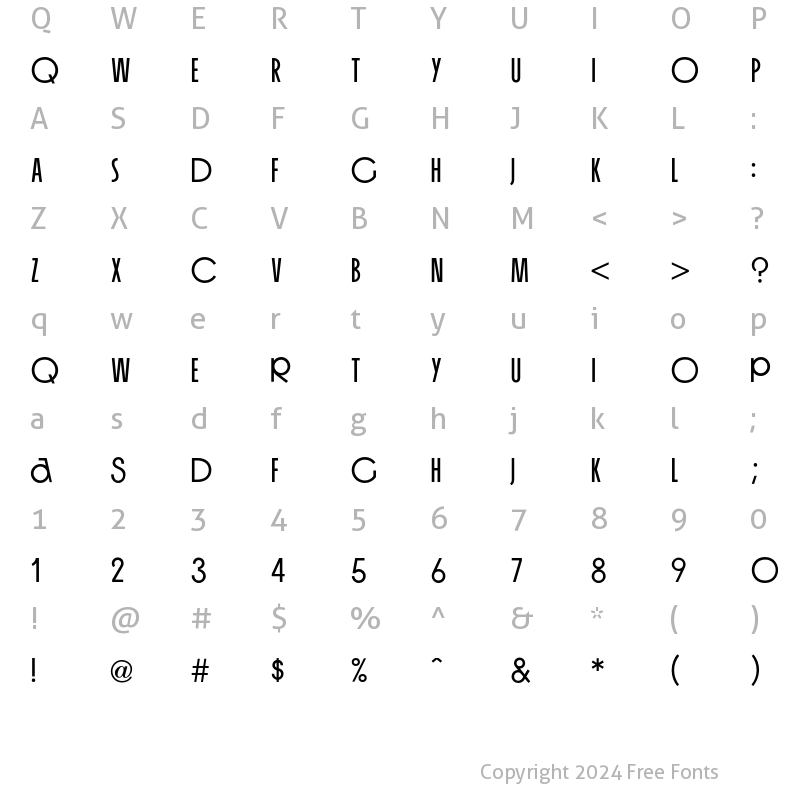 Character Map of Organda Bold