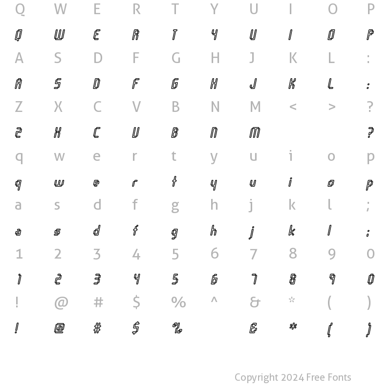 Character Map of Orgasmia Three60Out Italic