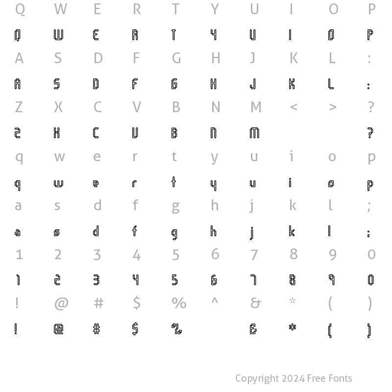 Character Map of Orgasmia Three60Outline Regular