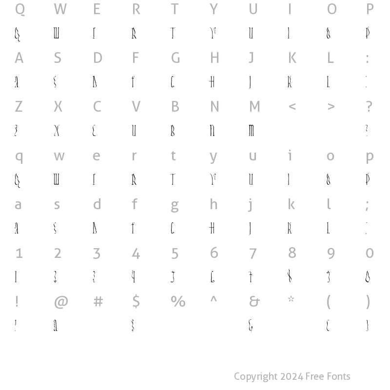 Character Map of OrgeuilWF Regular