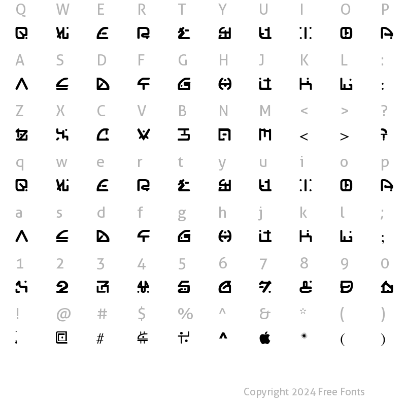 Character Map of Orgy Regular