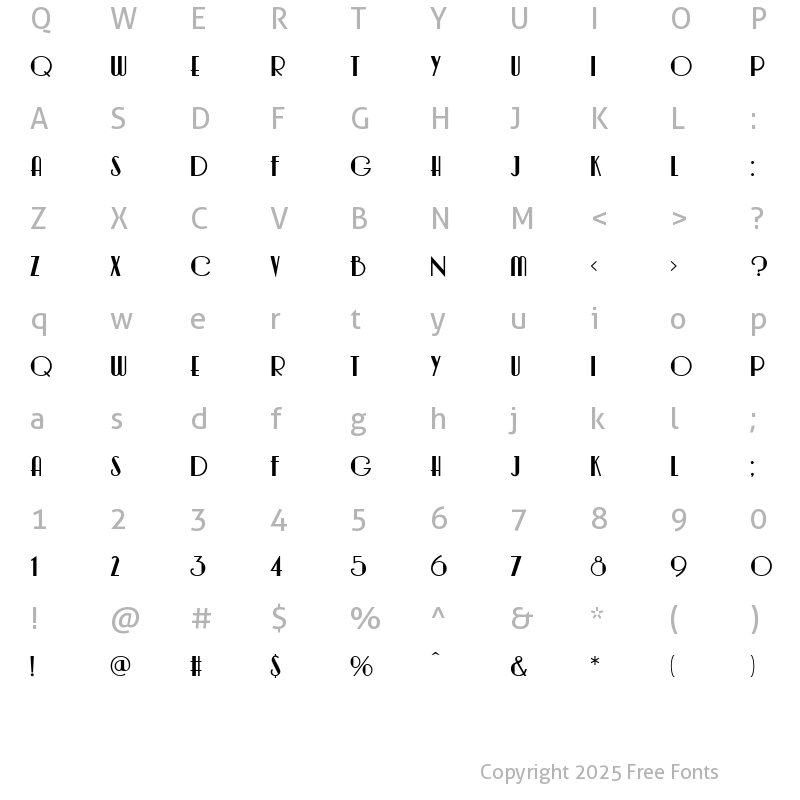 Character Map of OrielModern Regular