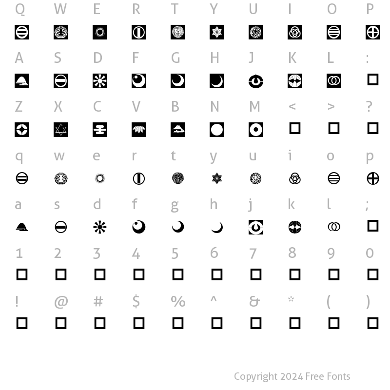 Character Map of Orient Pattern Dings Set 5 Regular