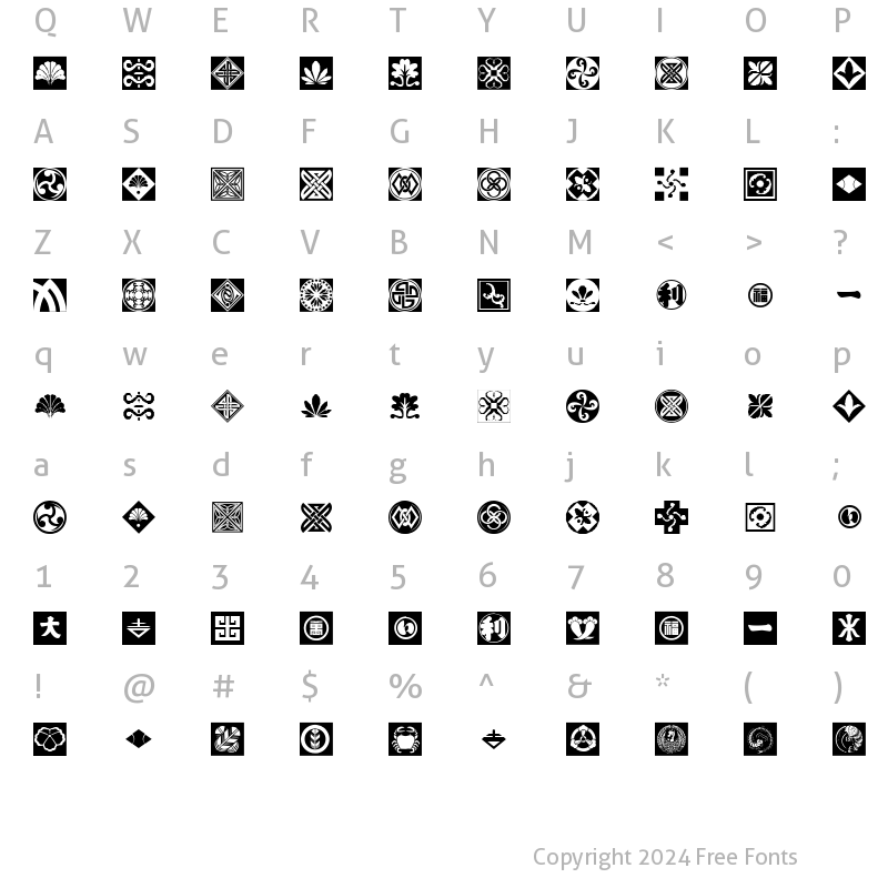 Character Map of Orient Patterns Regular