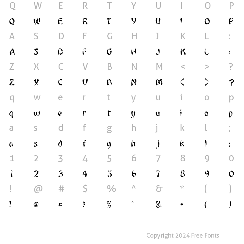 Character Map of Orient1 Normal