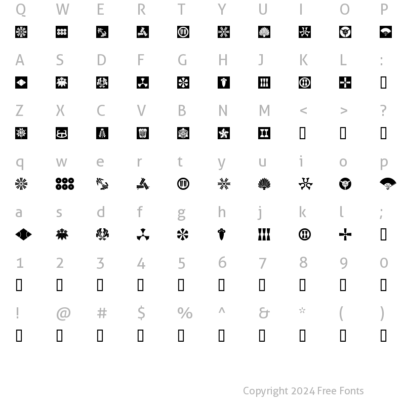 Character Map of Oriental Icons II Regular