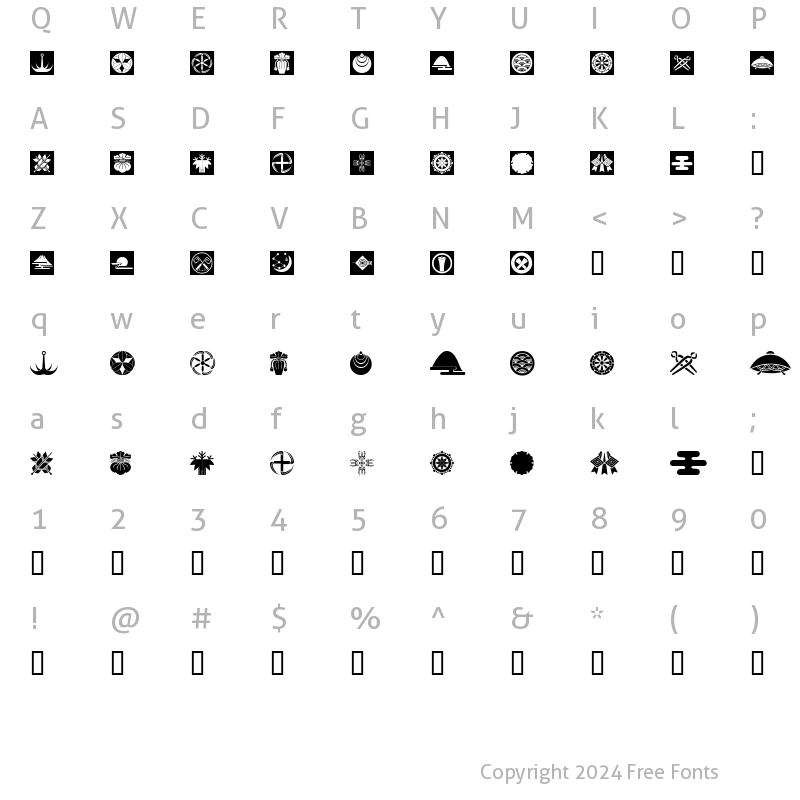 Character Map of Oriental Icons III Regular