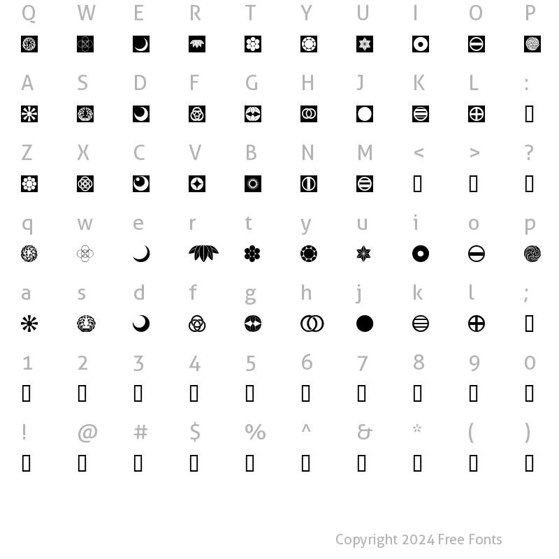 Character Map of Oriental Icons IV Regular