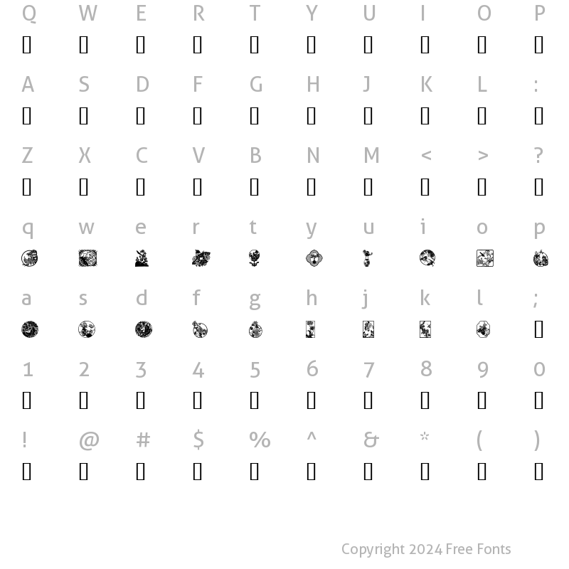 Character Map of Oriental View Regular