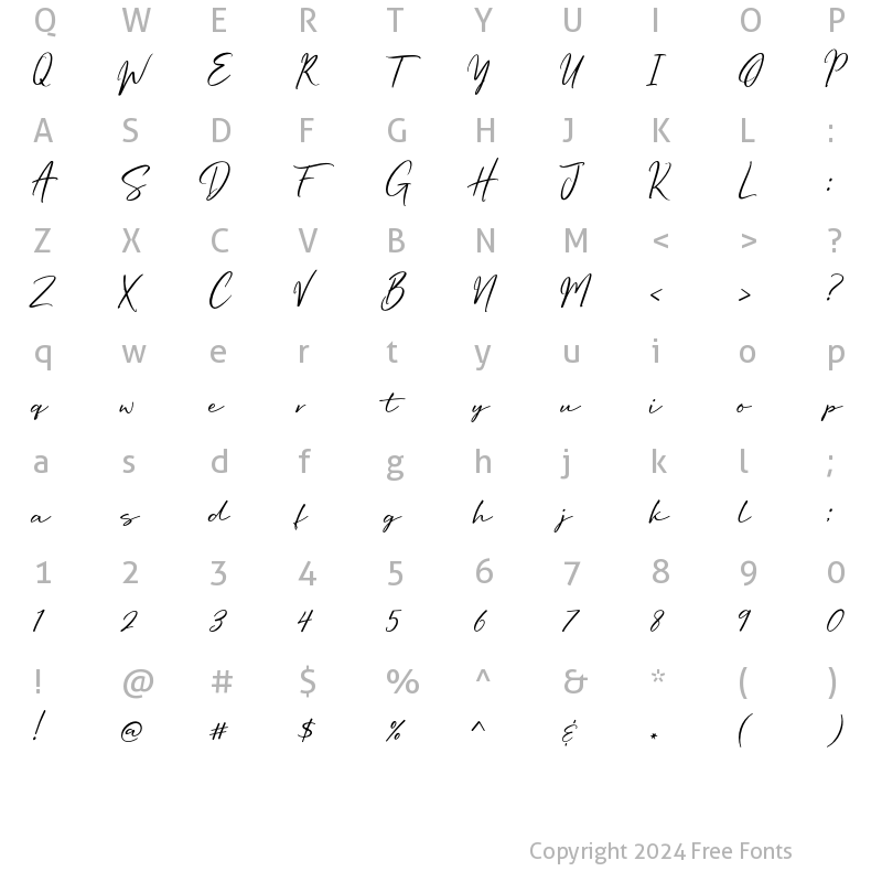 Character Map of Oriflame Script Alt Regular