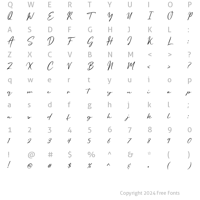 Character Map of Oriflame Script Regular