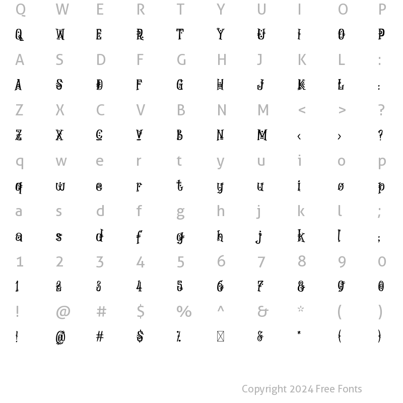 Character Map of Origin Ethnic Regular