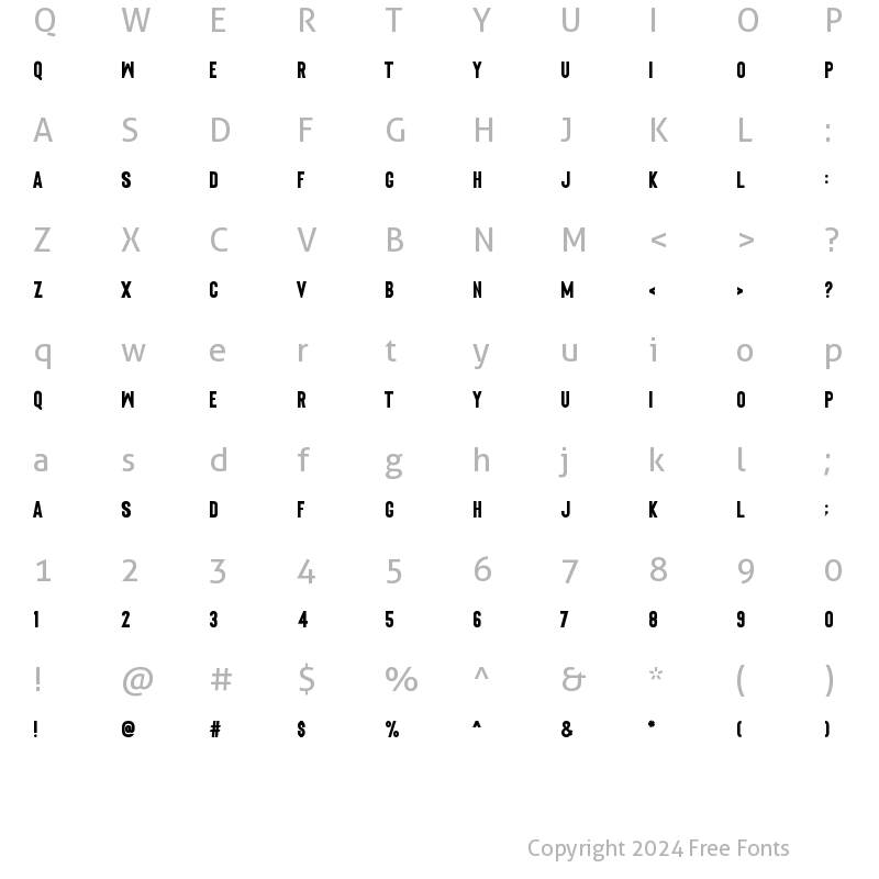 Character Map of Origin Sans Bold