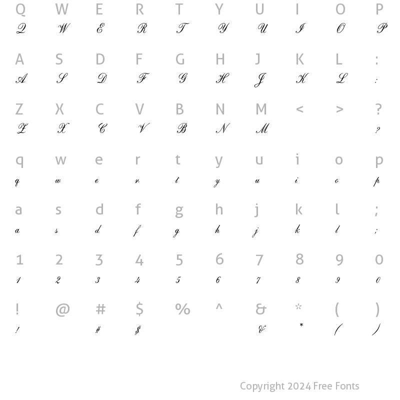 Character Map of Original Script AT Regular