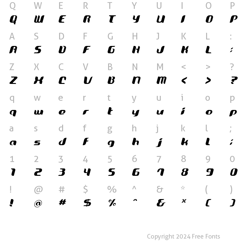 Character Map of Oriole Italic