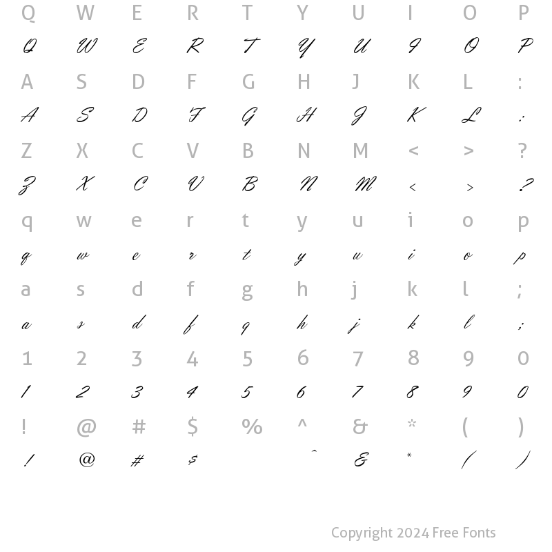 Character Map of OrionScript Regular