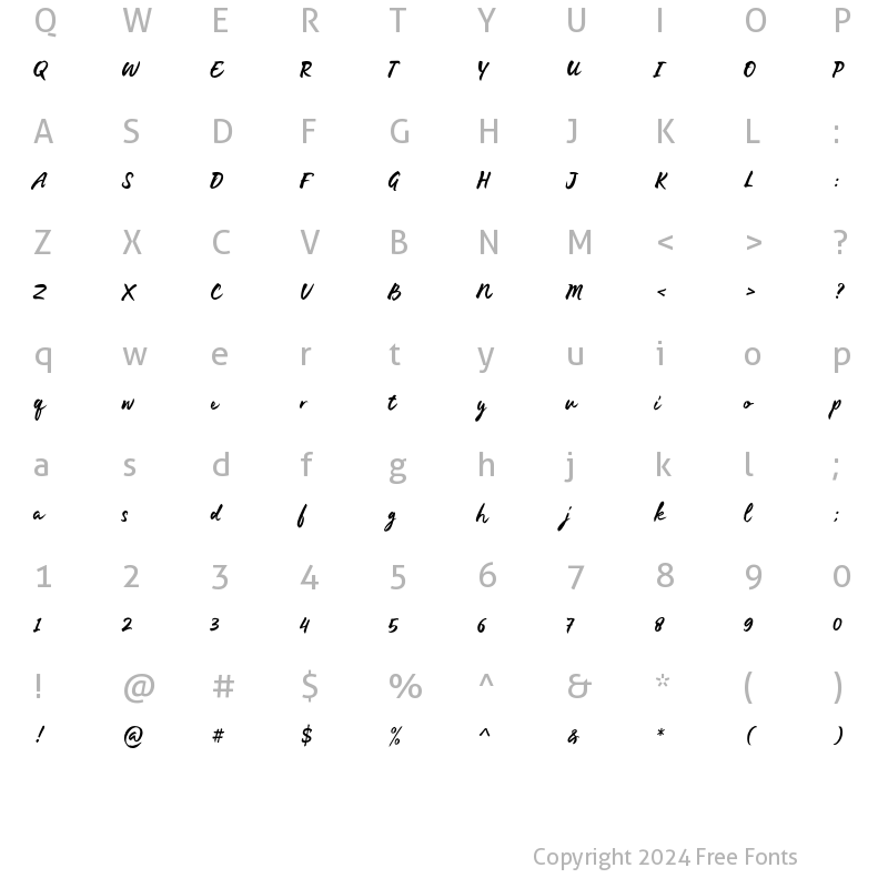 Character Map of Orjel Regular