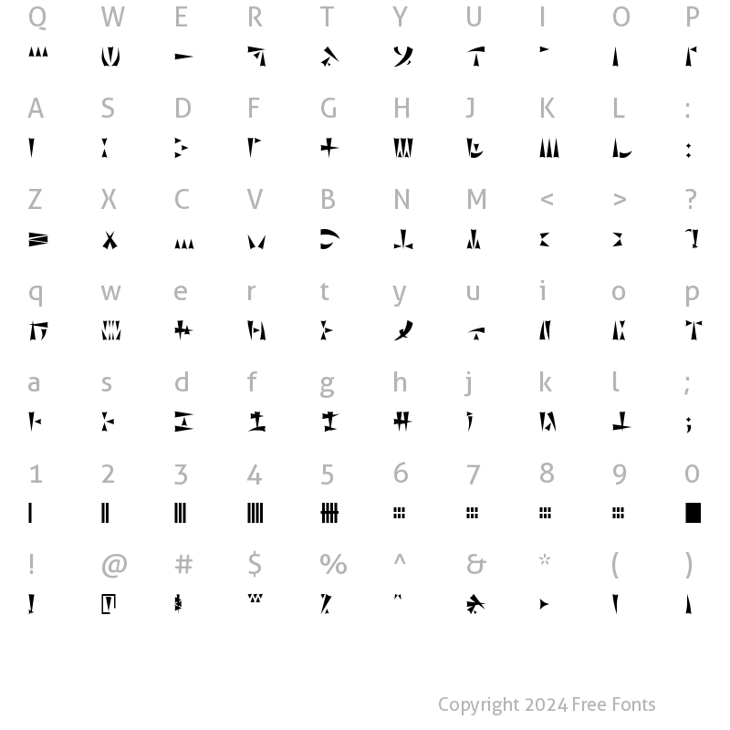 Character Map of Ork Glyphs Normal