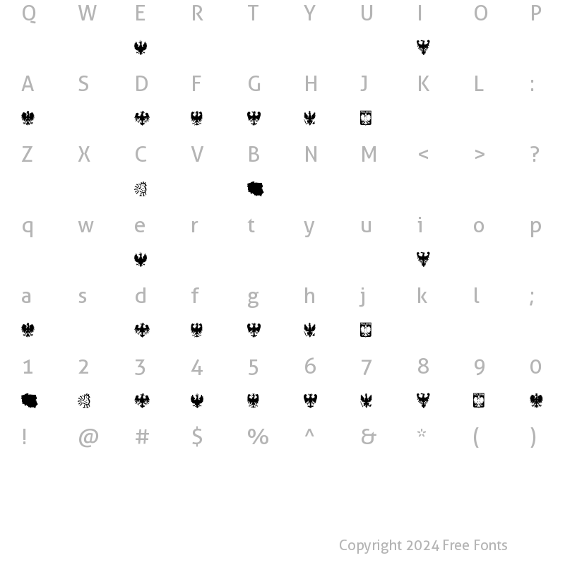 Character Map of Orliki Regular