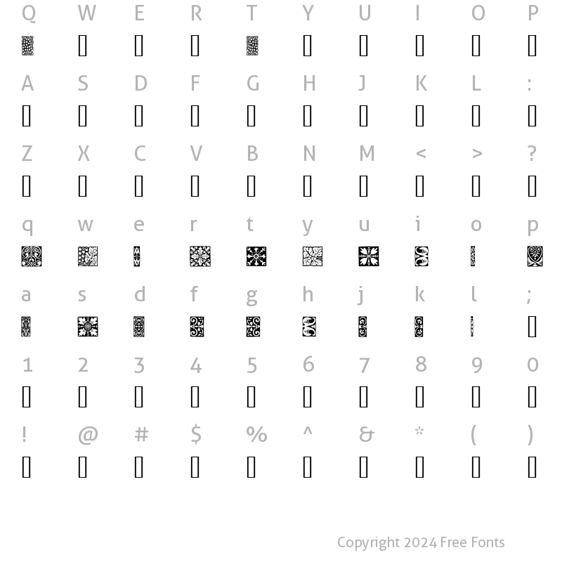 Character Map of Orna 3 Regular