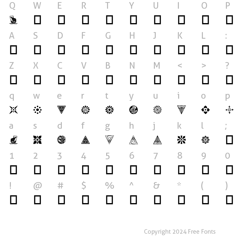 Character Map of Orna 5 Regular