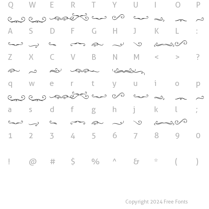 Character Map of Ornament Juliette and Bylum Regular