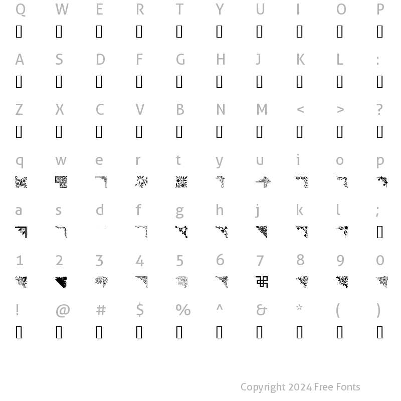 Character Map of Ornamental Corners Regular