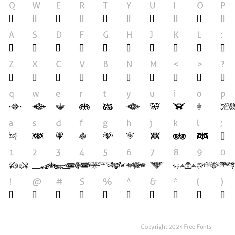 Character Map of Ornamental Decoration II Regular