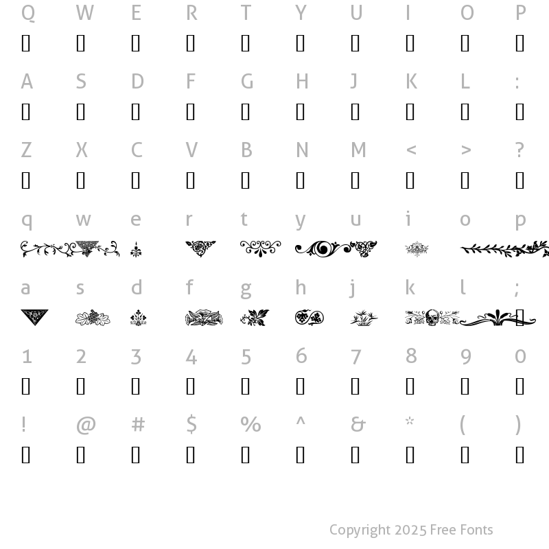 Character Map of Ornamental Decoration Regular