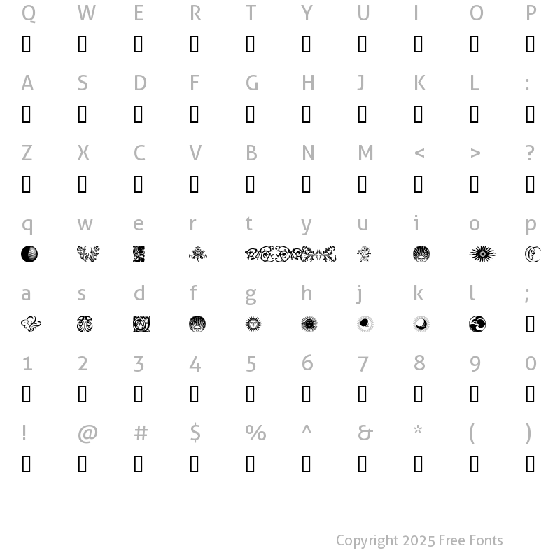 Character Map of Ornamental Elements II Regular