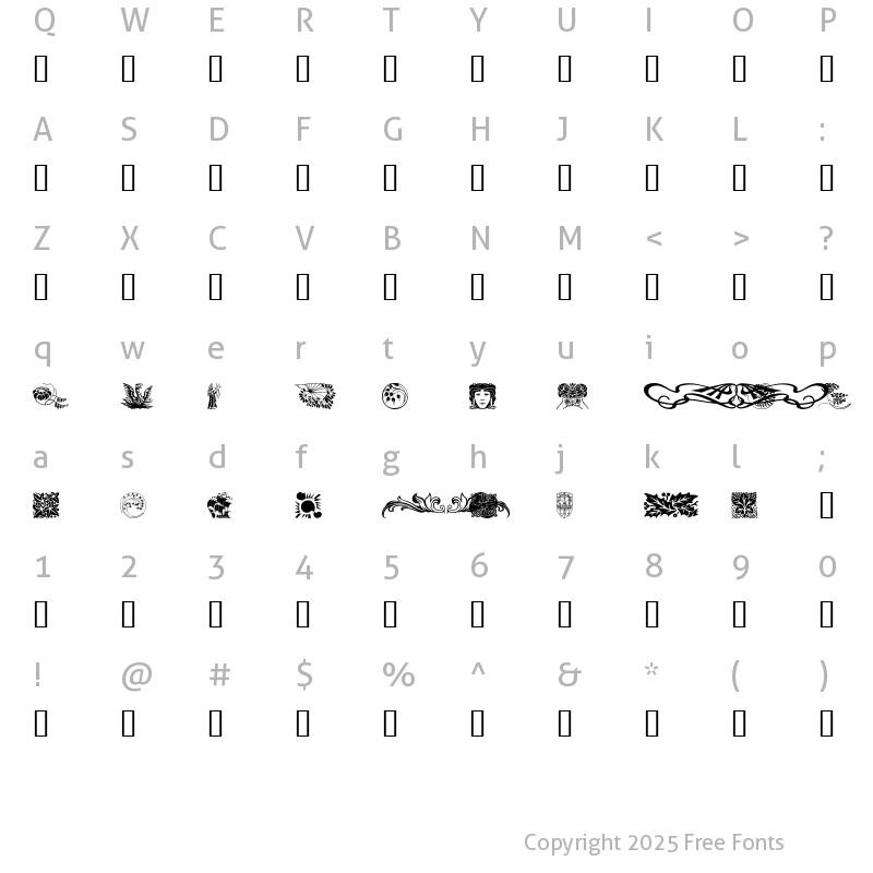 Character Map of Ornamental Elements Regular