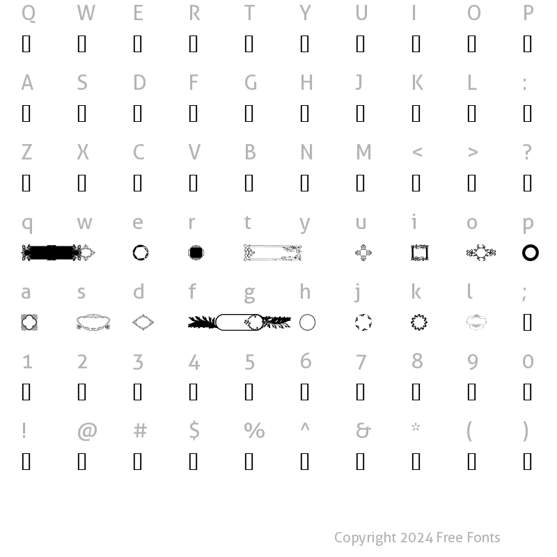 Character Map of Ornamental Frames I Regular