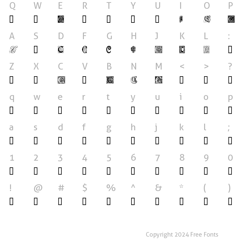 Character Map of Ornamental Initials C Regular