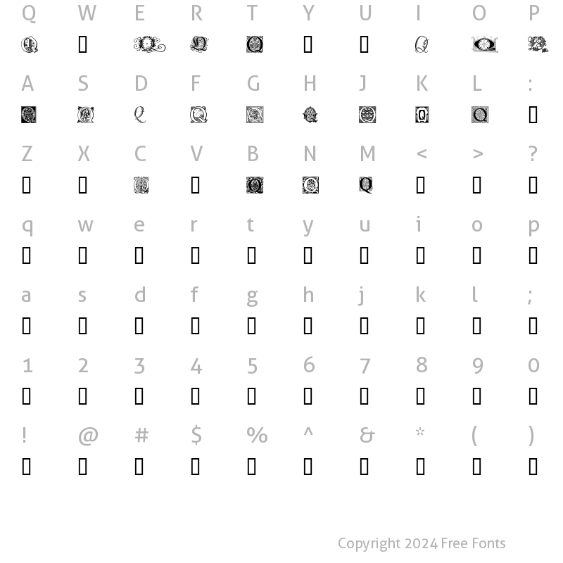 Character Map of Ornamental Initials Q Regular