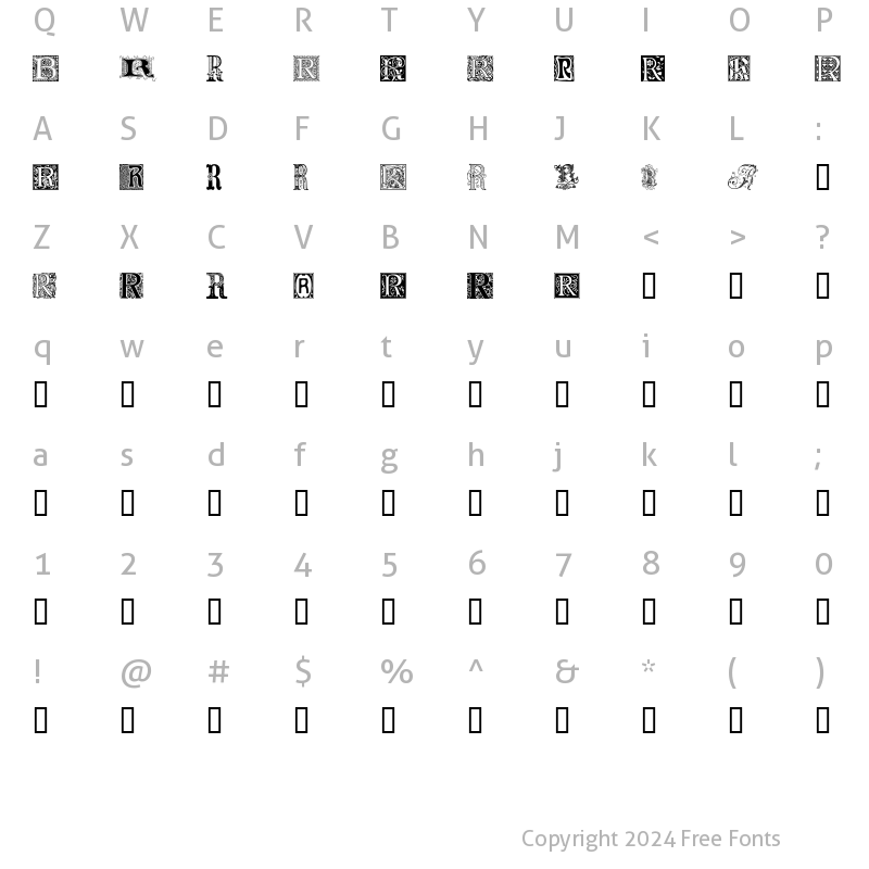 Character Map of Ornamental Initials R Regular